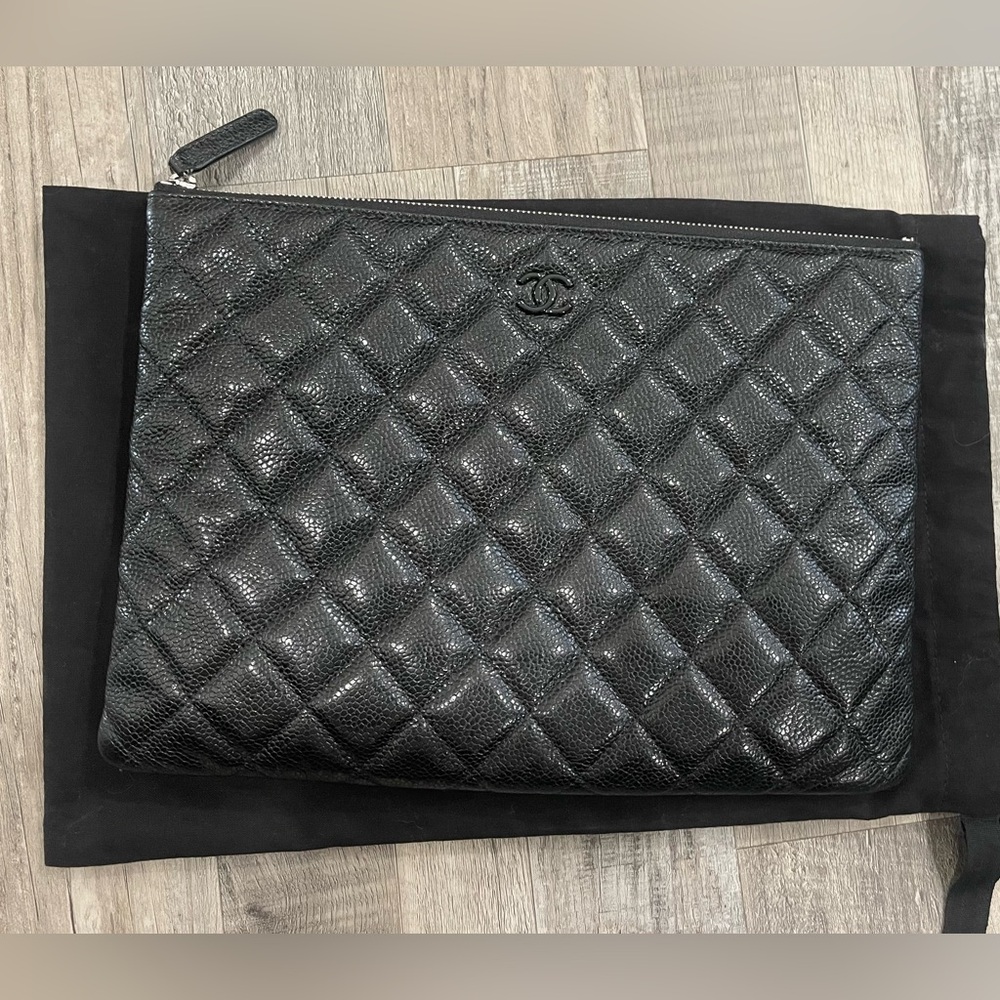 CHANEL Black Interior with Silver Zipper